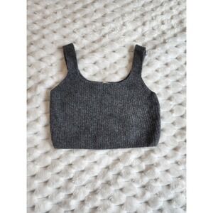 Everlane Wool Blend Knit Cropped Tank Top Sleeveless Gray XS‎